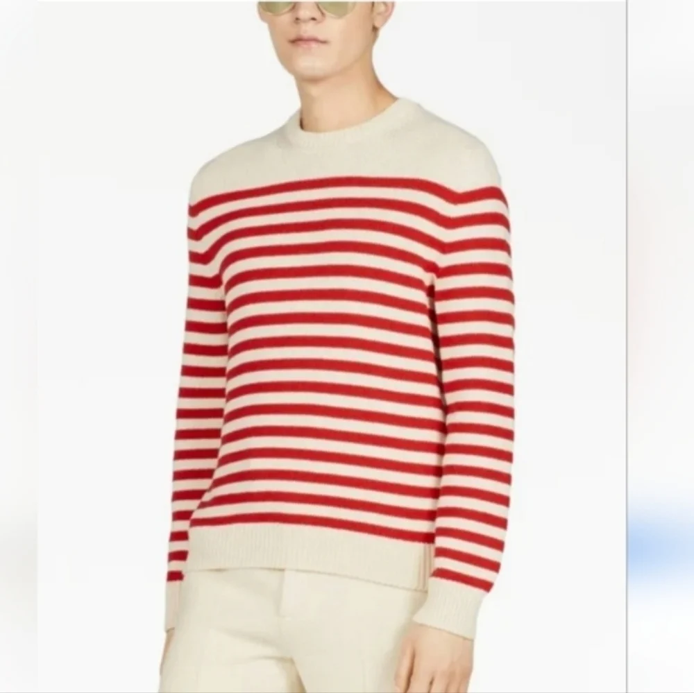 Gucci NWTs Stripped Cotton & Wool Sweater